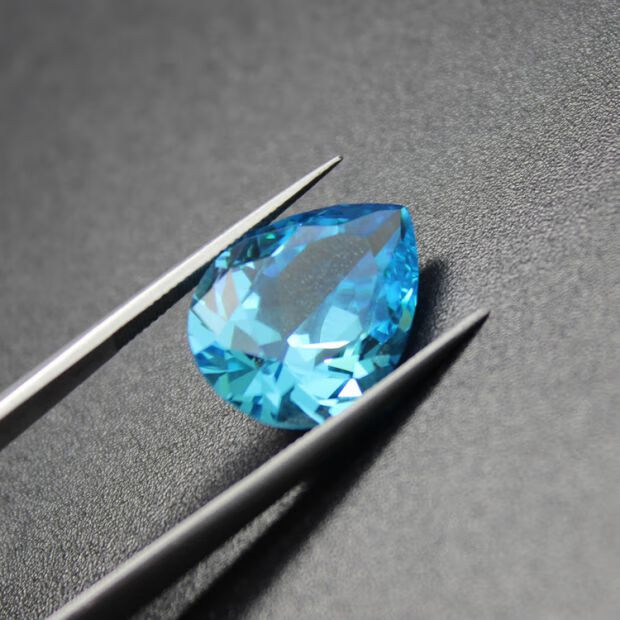 巴西深海蓝宝石11月诞生石和平友谊伦敦蓝托帕石水滴梨形珠宝首饰13x