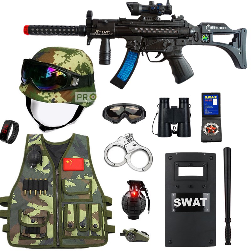 定制儿童小警察玩具套装声光玩具枪黑猫警长帽子男孩特种兵作战装备