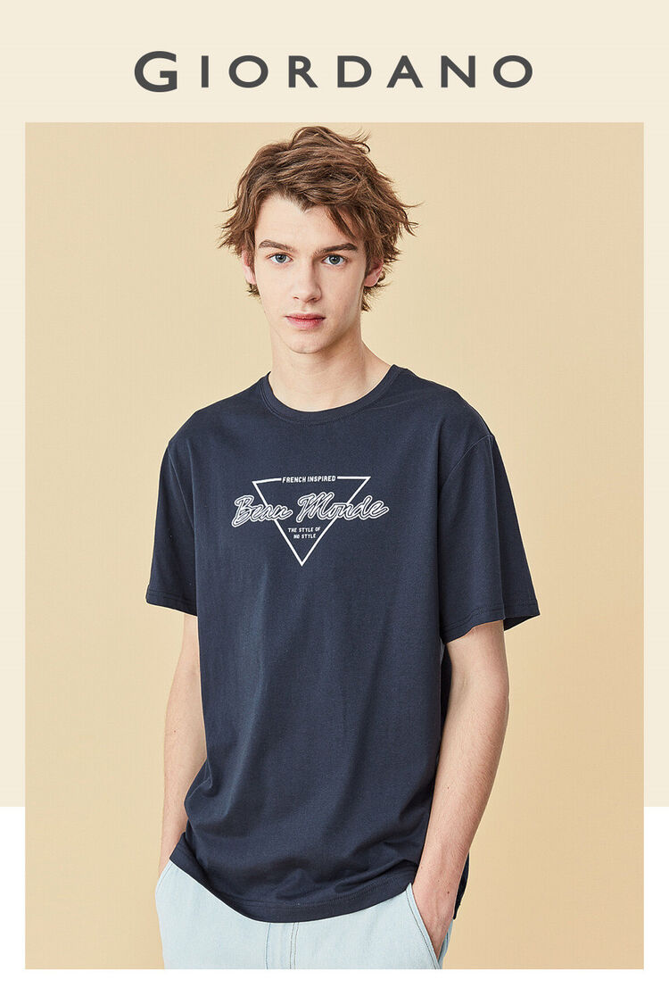 佐丹奴(giordano) t恤 佐丹奴男t恤衫2020年男装体恤英文印章印花t恤
