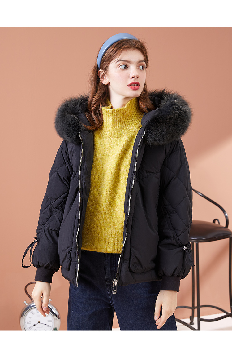 阿依莲羽绒服女连帽大毛领加厚短款宽松拉链保暖外套2020冬季新款