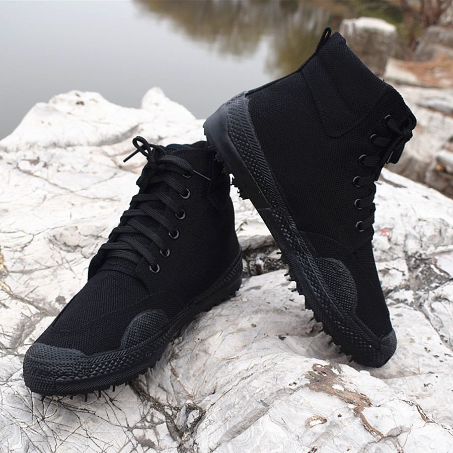 初秋季解放鞋男黑色鞋高帮作训鞋保安鞋帆布训练鞋干活劳保鞋胶鞋 黑