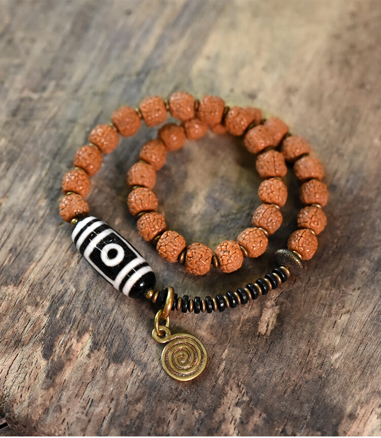 今传福星月菩提子双层手串女个性文玩佛珠民族风手链男配饰女16码狼牙