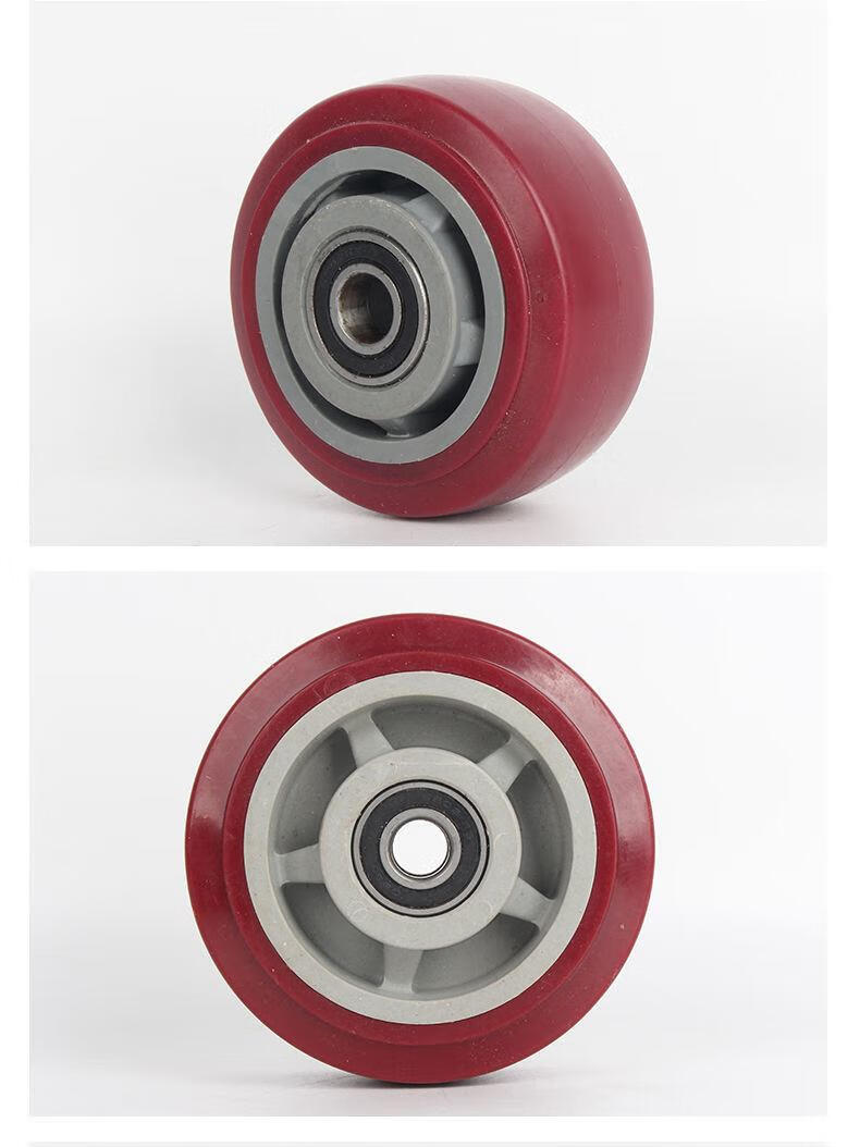 适用于6寸聚氨酯单轮脚手架轮子重型脚轮平板车轮458寸轮推车轱辘万向