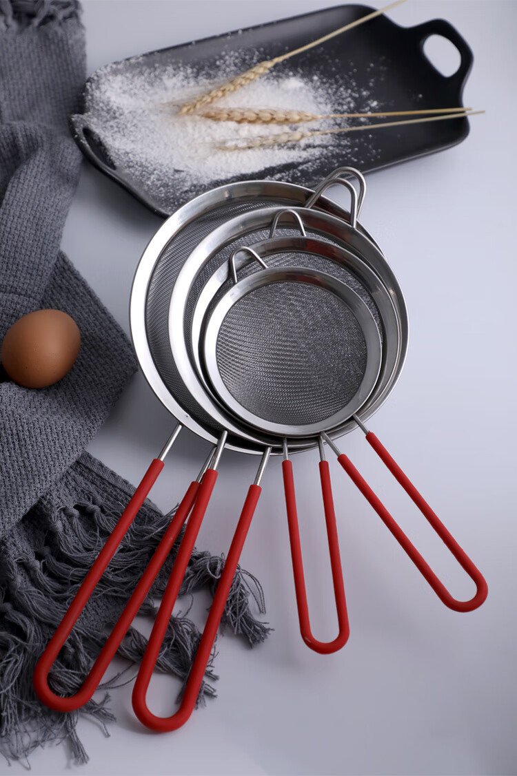 箩筛不锈钢蛋糕过晒塞面粉筛子烘焙手持筛网箩萝锣筛面过滤网 18cm40