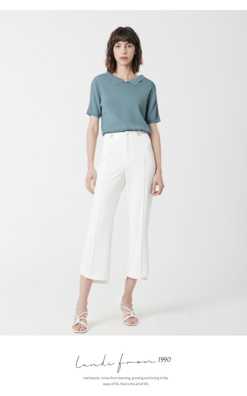 landi蓝地女装翻领两穿针织上衣小衫bluxz3110002020夏季新品浅绿色xl