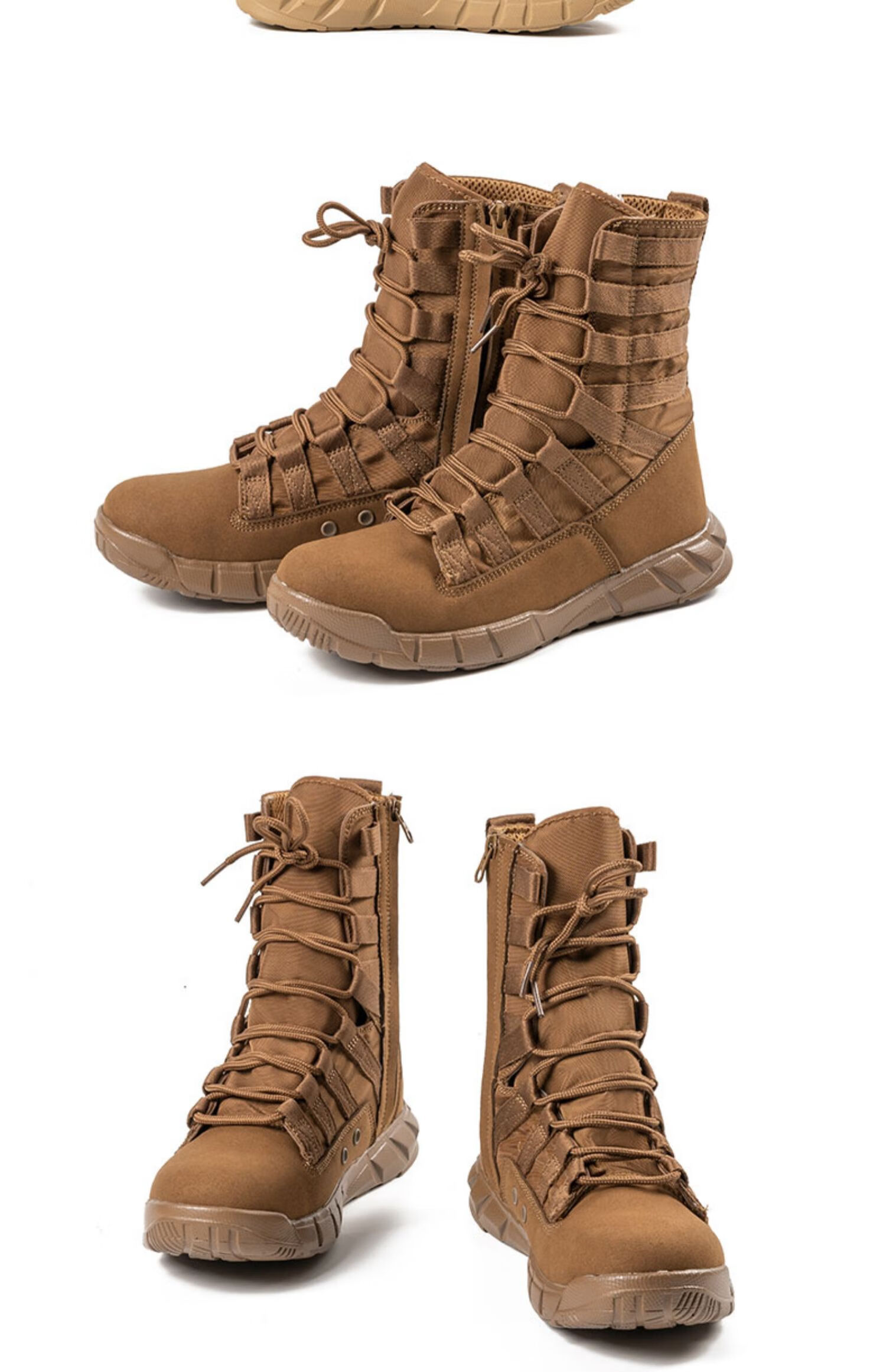 17式作战鞋 夏季高帮透气拉链作战靴男战术沙漠登山靴工装靴户外作训