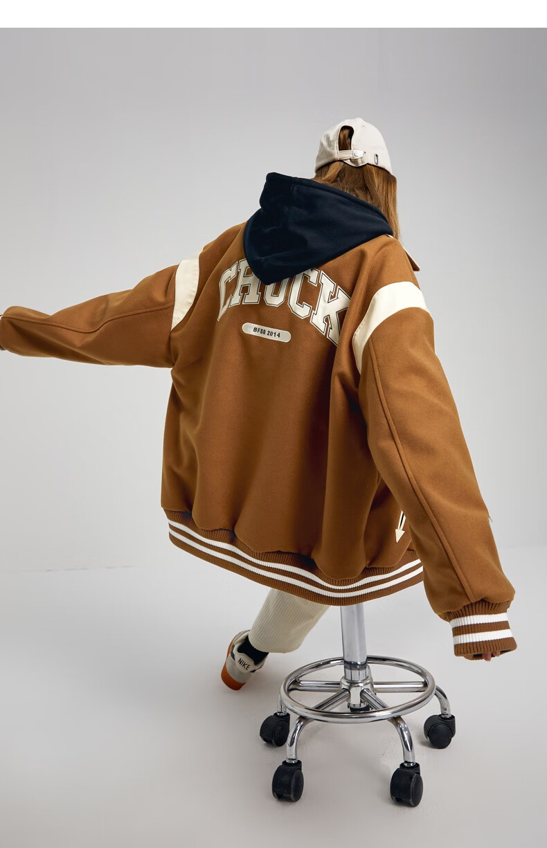 【chuck联名】ecko犀牛潮牌22aw美式复古pu贴布绣定制罗纹棒球服男女