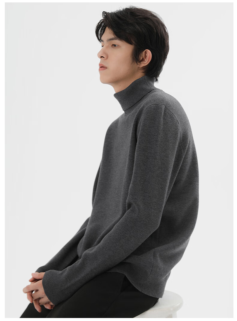 MARKLESS Men's Autumn Winter Warm High Neck Knit Sweater Casual Pullover Base Shirt 1713 Brown Leaf XXL 6