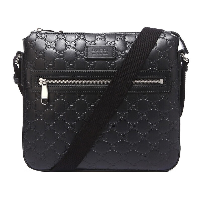 gucci古驰男士牛皮时尚单肩斜挎包预售515天发货黑色406410cwcbn1000