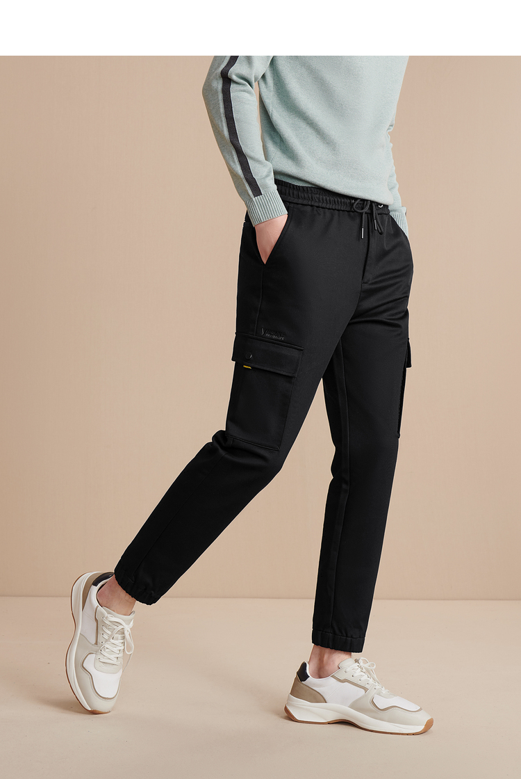 hla海澜之家休闲裤男秋季松紧腰收脚口大口袋工装风工装裤hkcad3q220a