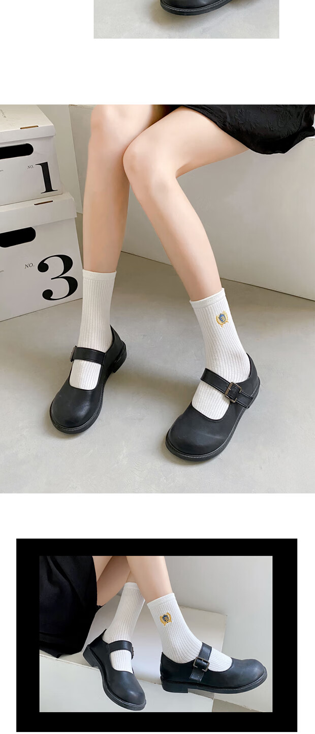 温年 白袜子女中筒可爱绑带jk搭配小皮鞋的蕾丝夏天夏季薄款可爱日系
