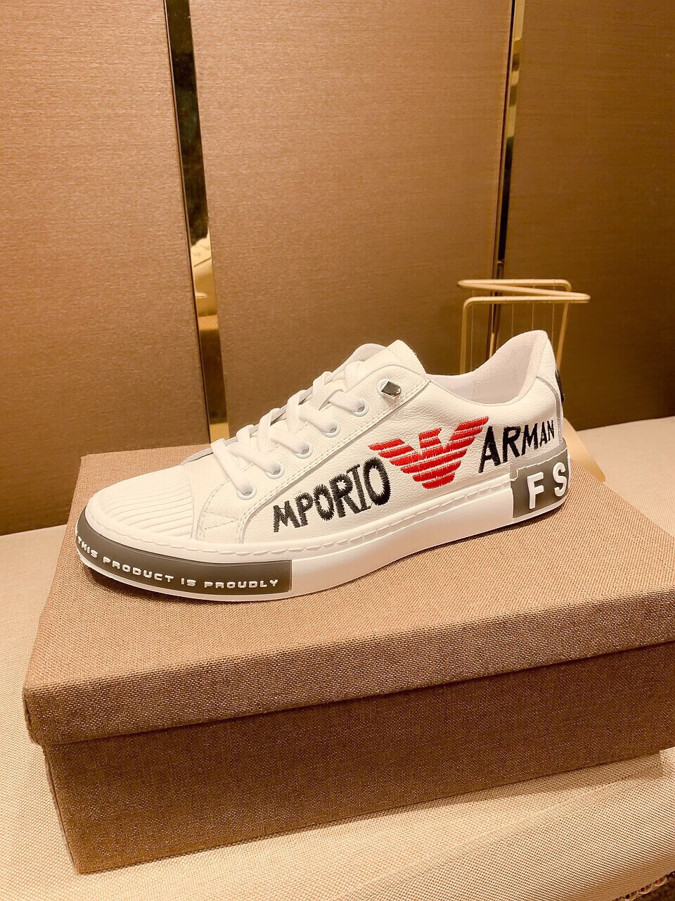 意大利阿·玛尼联名鞋子刺绣男鞋鞋小白鞋四季款低帮板鞋 1号红色 43