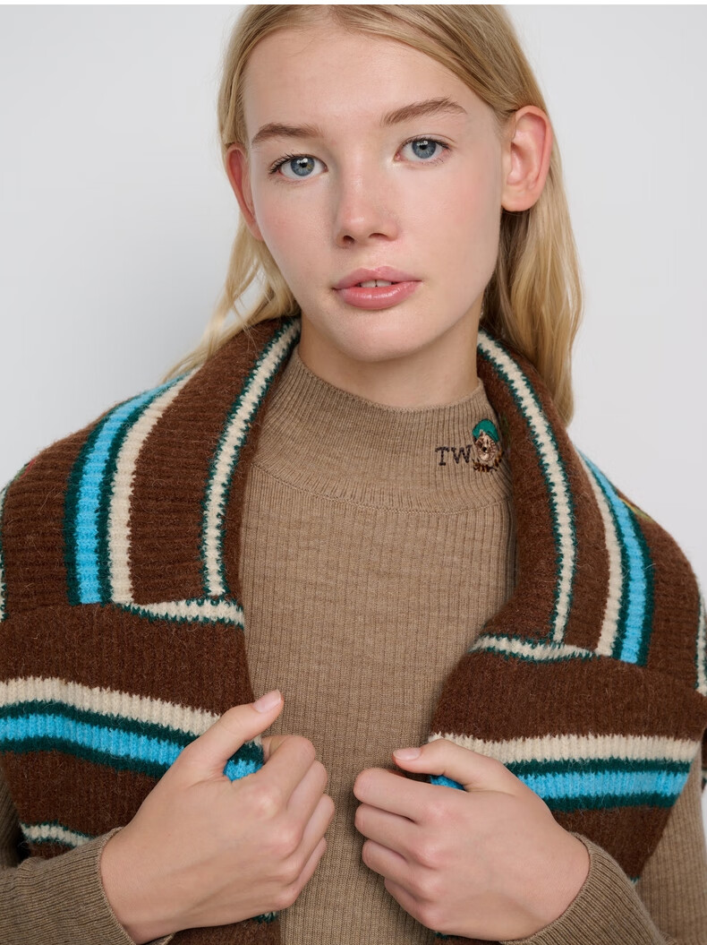 teenieweenie小熊2022秋冬新款毛针织衫女绵羊毛半高领毛衣保暖 象牙