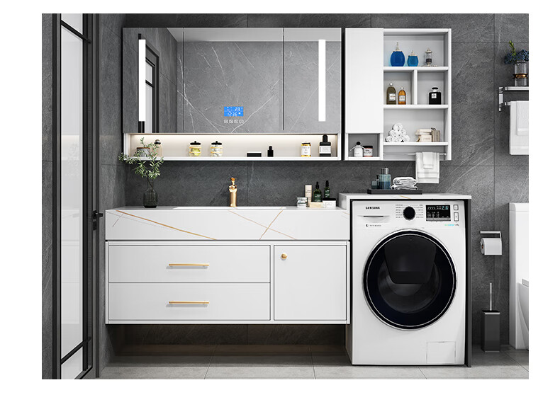 恒洁卫浴洗衣机一体柜阳台伴侣洗脸盆洗漱台岩板浴室柜组合卫生间洗手