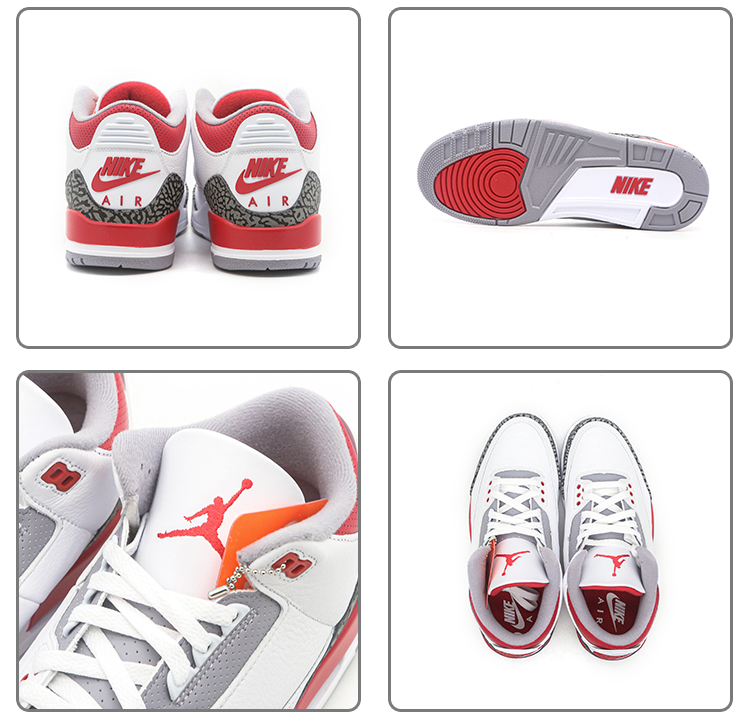 耐克(nike)air jordan 3 retro aj3乔3 白红 火焰红 复古篮球鞋 dn