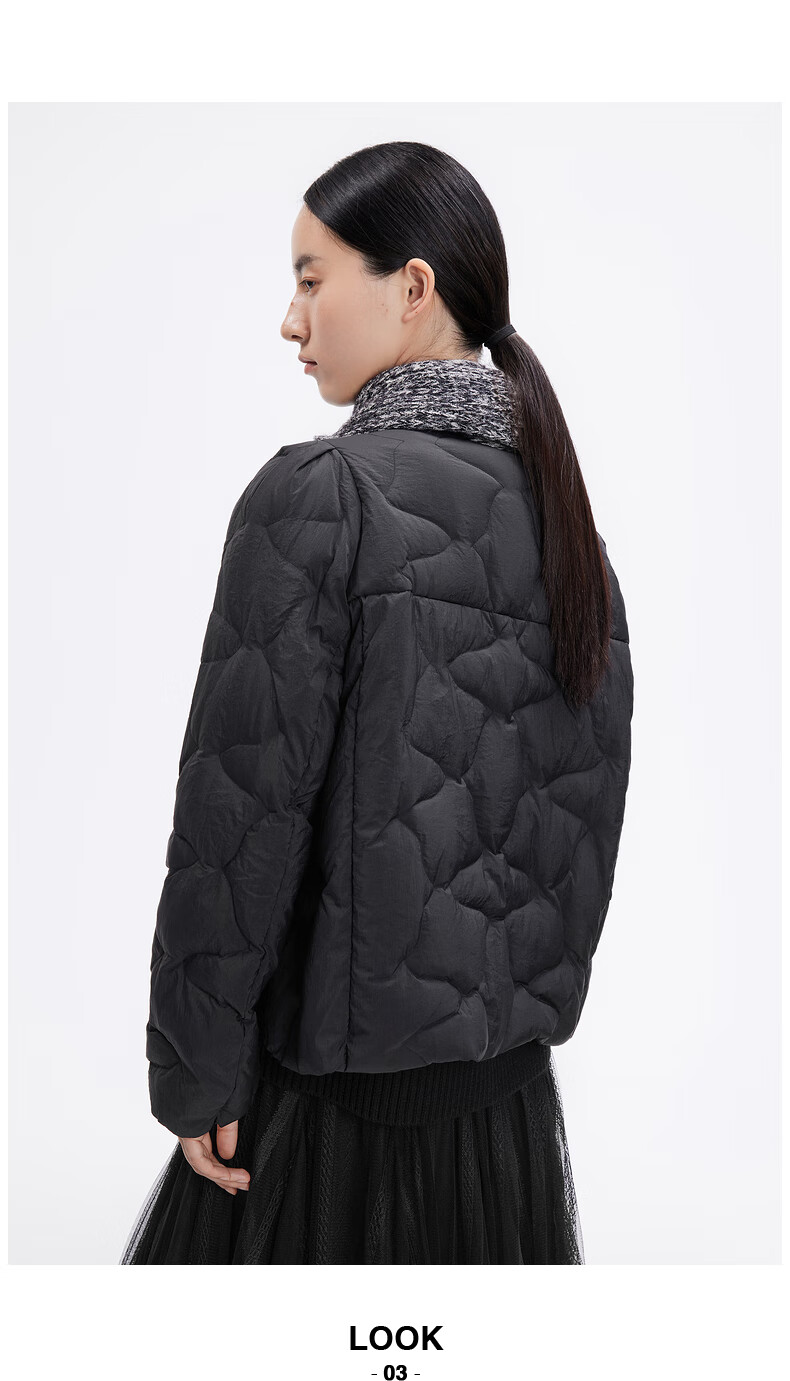 甜酷简约气质宽松高级休闲百搭短款圆领羽绒服女ddp4rd4950 w40月珀色