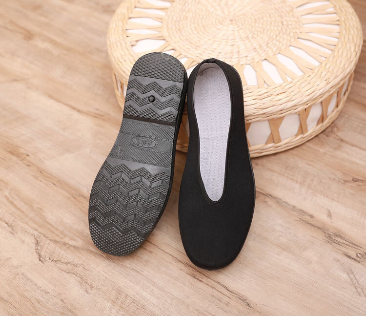 传统老北京布鞋男款圆口中老年老头鞋休闲剪刀口黑布鞋功夫老汗鞋 2号