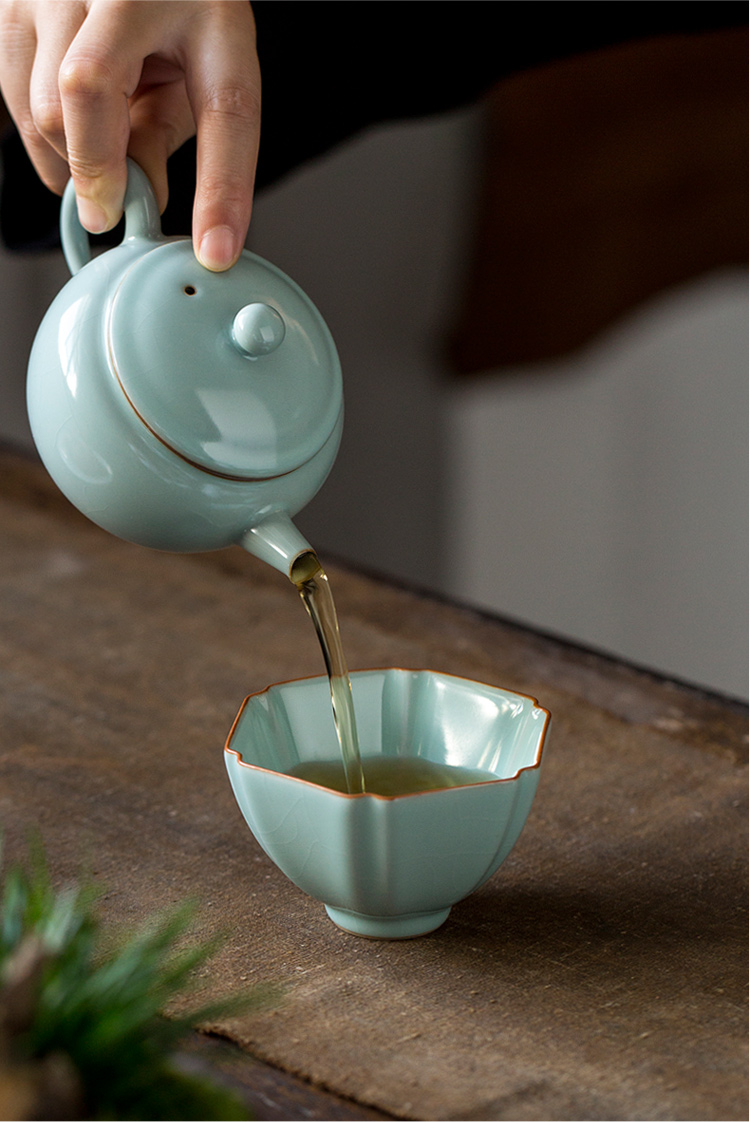 一品工坊汝窑茶杯主人杯单杯开片可养高端仿古功夫茶杯个人专用陶瓷