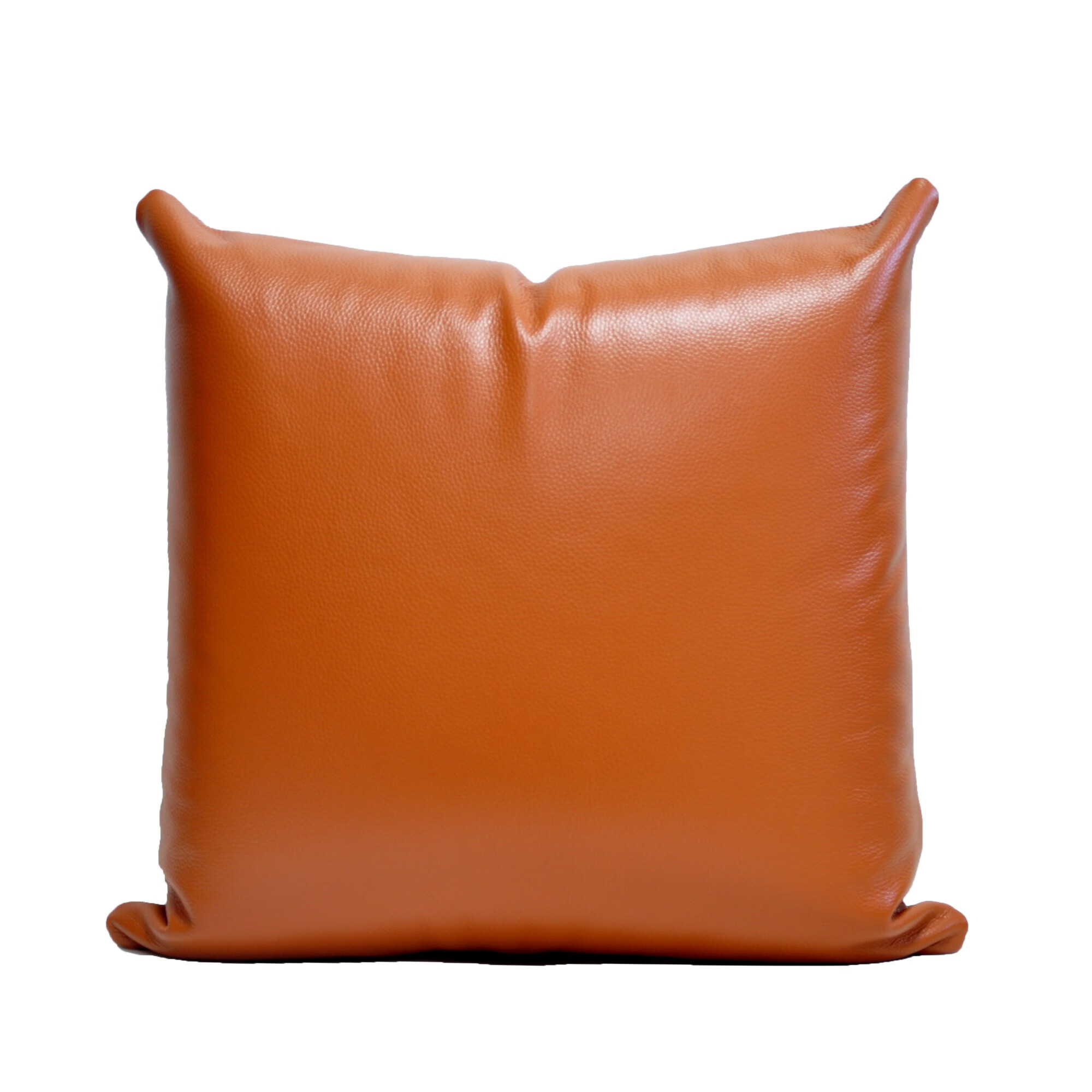真皮靠垫客厅真皮沙发抱枕橙色靠枕纳帕头层牛皮轻奢现代皮质抱枕琥珀