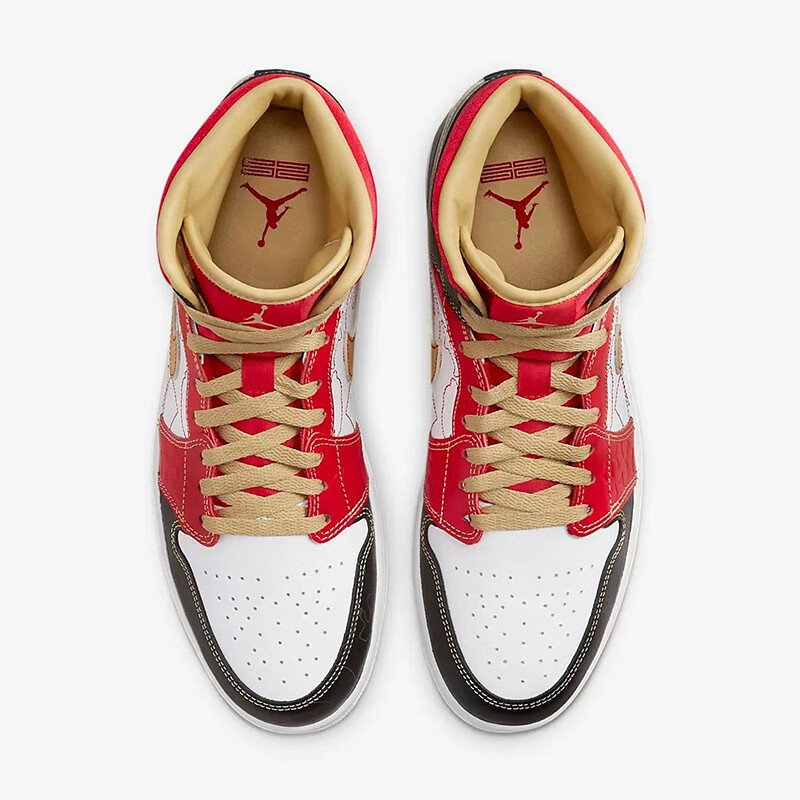 耐克nike air jordan 1 mid aj1白红喜庆 男女同款 中帮休闲篮球鞋 dv