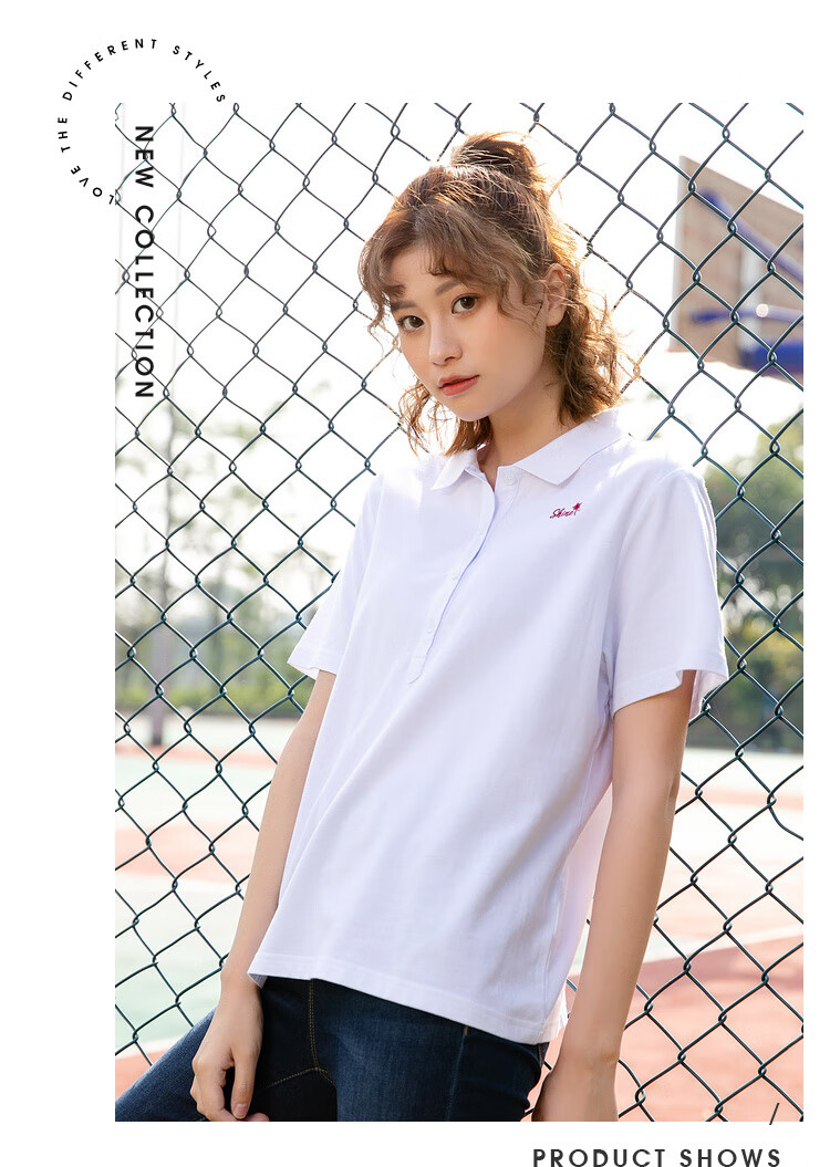真维斯女装夏装纯棉珠地布翻领绣花短袖t恤polo衫宝蓝色8680m