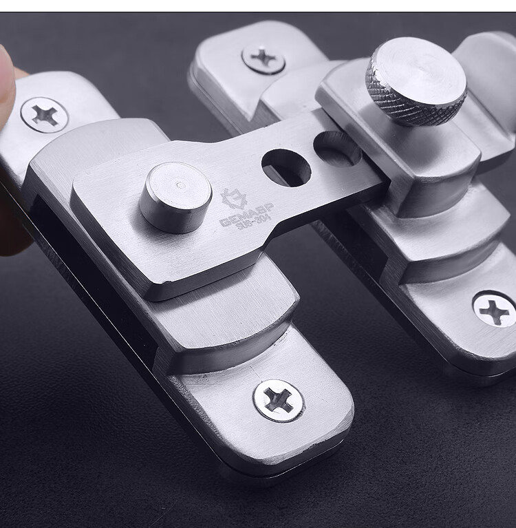 格玛斯玻璃锁扣免打孔推拉门锁门扣搭扣插销门栓90度小号银色