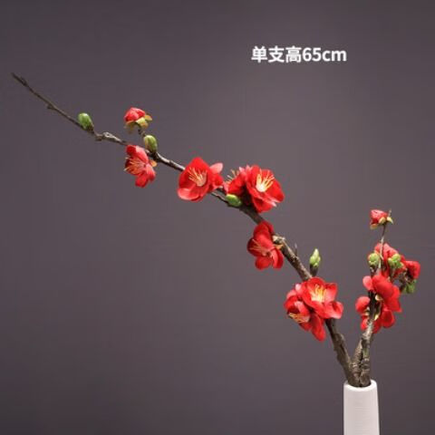 中式古典仿真腊梅花客厅花艺摆件室内装饰插花假花绢花干花梅花枝 白