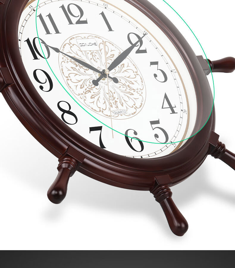 钟表客厅地中海船舵手时钟创意时尚现代挂表石英钟银色舵手普通款45