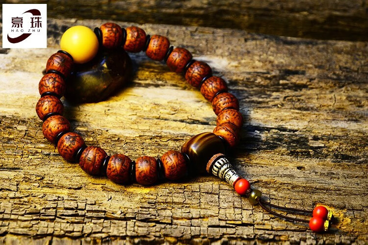 豪珠凤眼菩提子手持手串藏式酥油供老凤眼男女108佛珠牛角羊角牛角