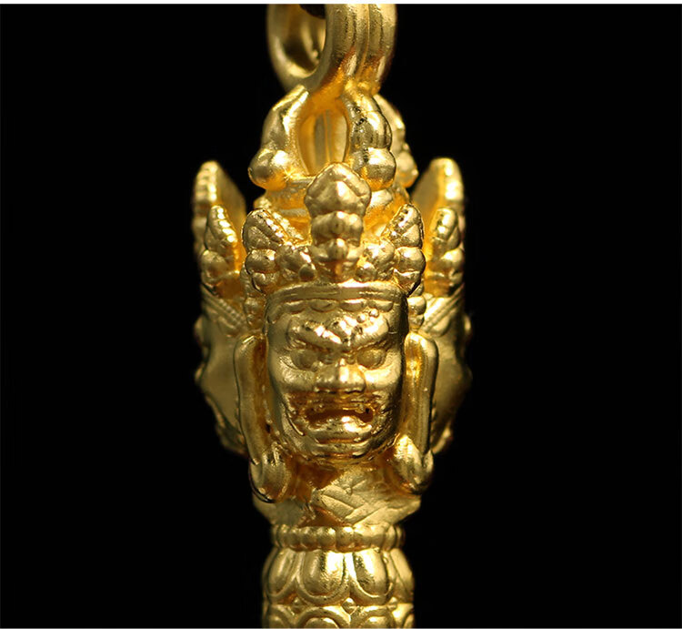 999足金金法器3d硬金古法黄金普巴金刚杵金刚撅降魔杵吊坠七夕情人节