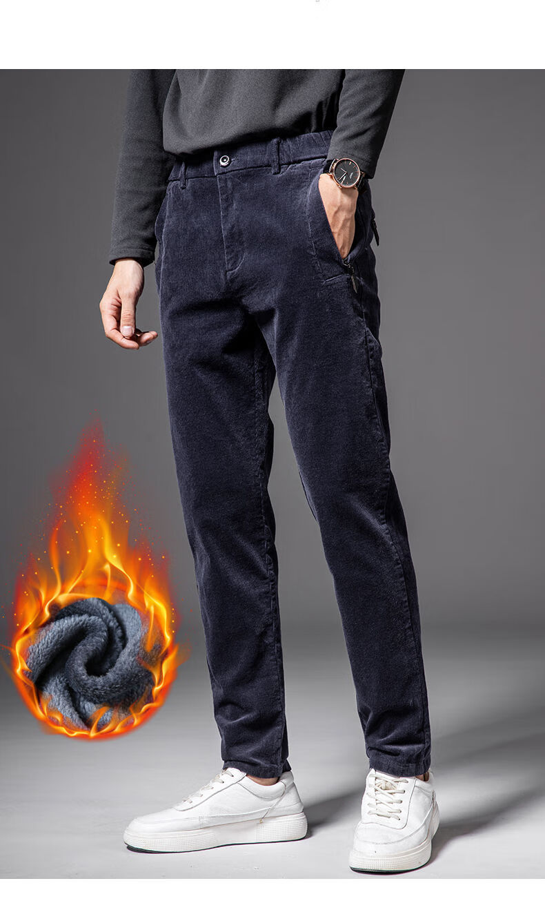 红蜻蜓 秋冬季加绒男裤子灯芯绒外穿加厚款外裤灯草绒冬裤保暖男士