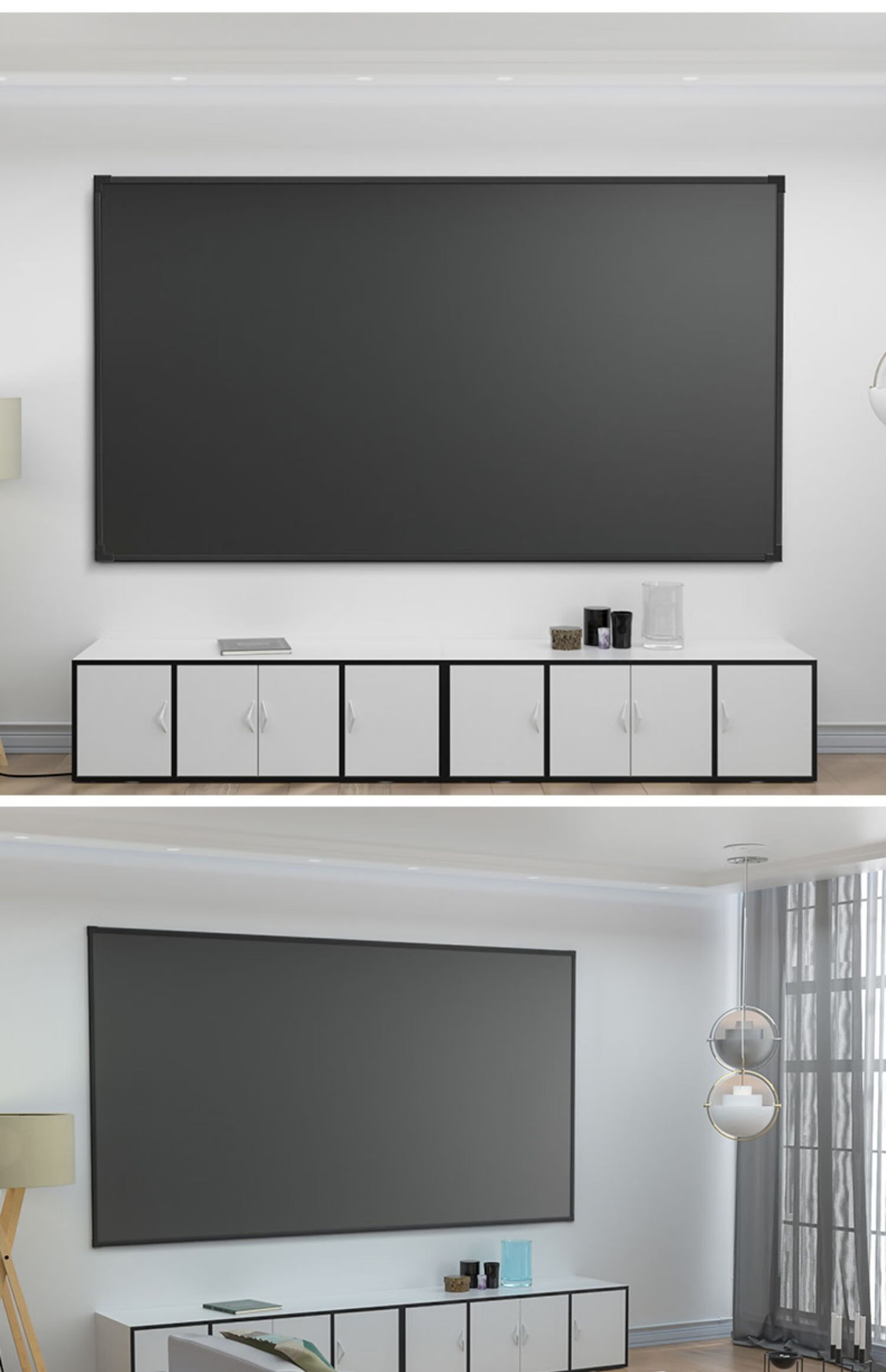 qadjg 中长焦抗光投影幕布家用画框幕布 4k高清投影仪幕布壁挂贴墙 钨