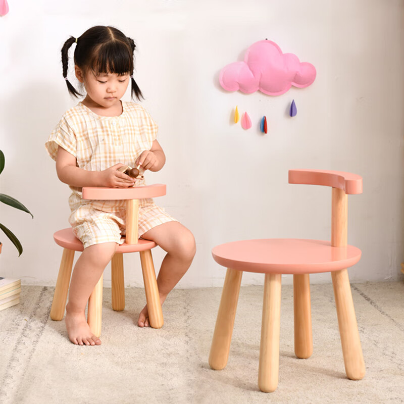 爱必居 小板凳坐凳矮凳家用板凳卡通凳子幼儿园兔子加厚小凳子 松木多色小鹿凳   胡桃色