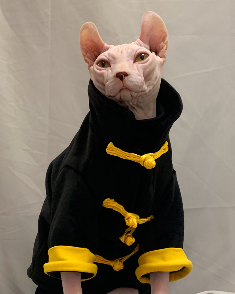 宠物无毛猫衣服厚秋冬斯芬克斯矮脚猫咪银丝绒地主老爷装 羊绒灰色内