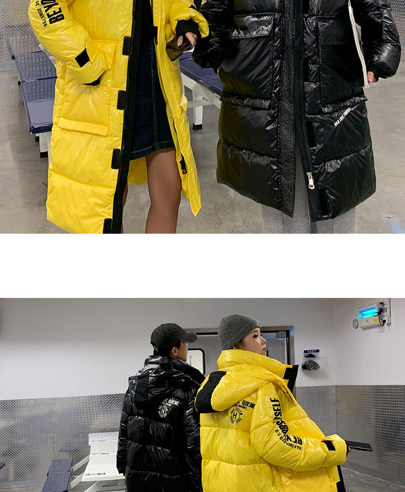 boyxco 中国有嘻哈pgone万磁王同款夹克国潮高街亮皮情侣中长款棉衣