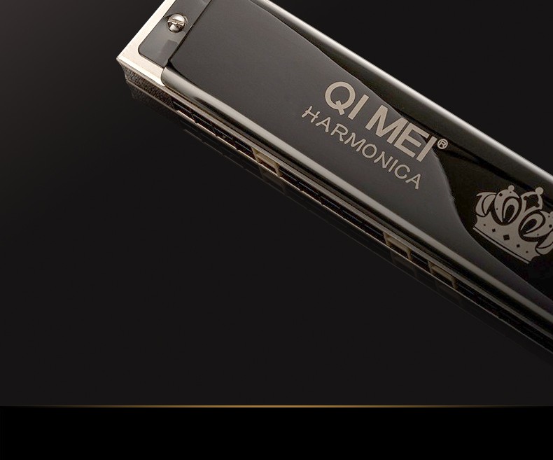 奇美黑霸王口琴24孔复音c调初学者重音口琴q8专业演奏级学生成人口琴