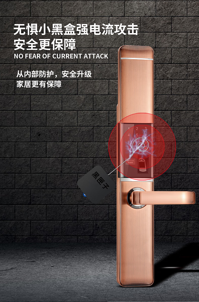 萨莱明v19指纹锁家用防盗门大门入户门锌巴贝特指纹锁铝合金滑盖