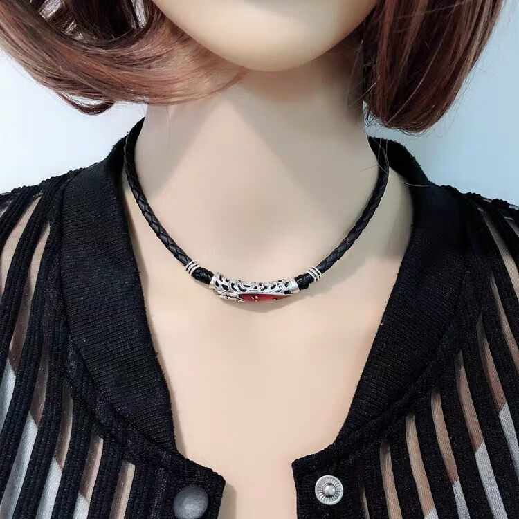 黑绳装饰项链短款颈带韩国时尚锁骨链女颈链项圈脖圈简约ins嘻哈39