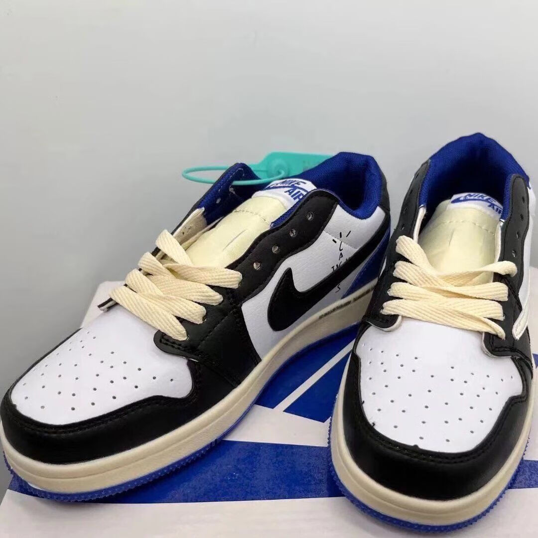 鞋子aj闪电倒钩低帮板鞋白黑兰鬼脸黑棕男女学生休闲运动鞋 潮 倒钩