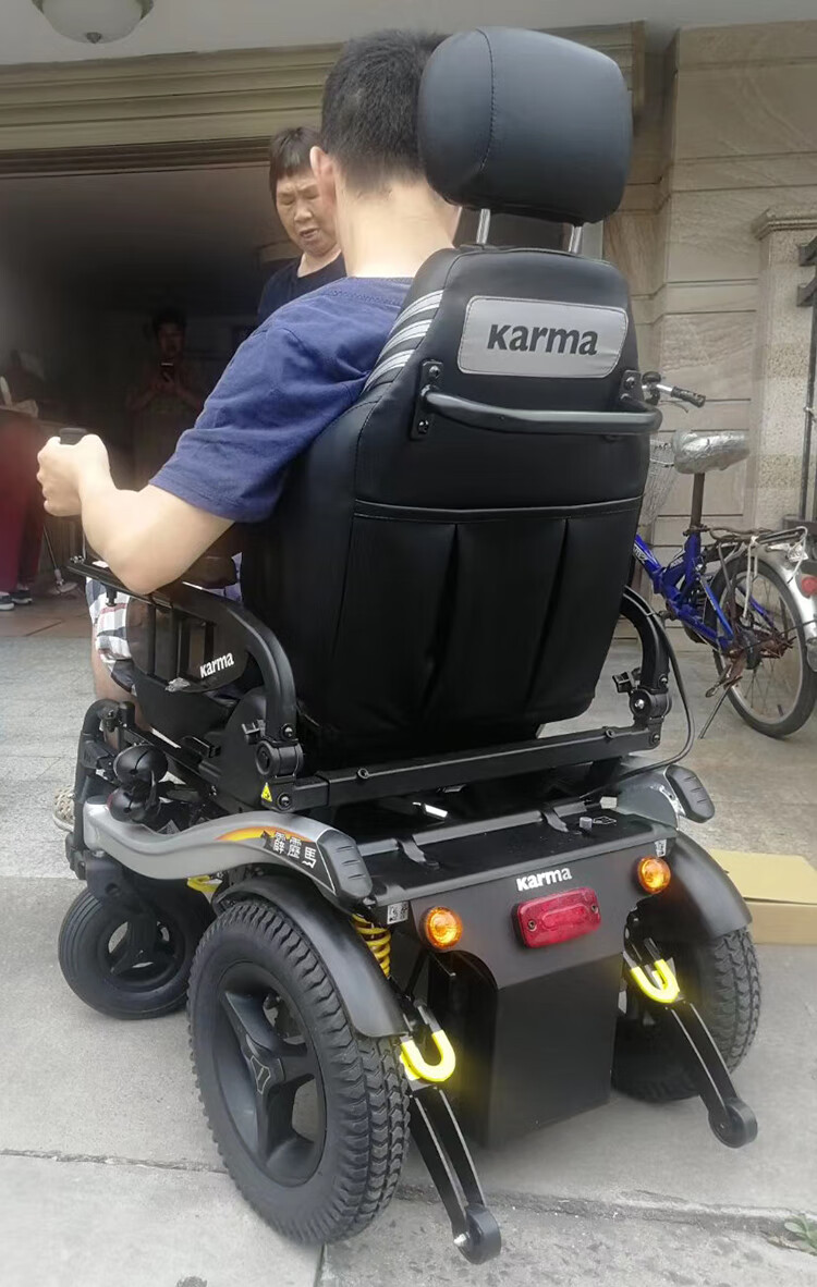 康扬karma老人残疾人进口电动轮椅老年人四轮车铝合金轻便高靠背可躺