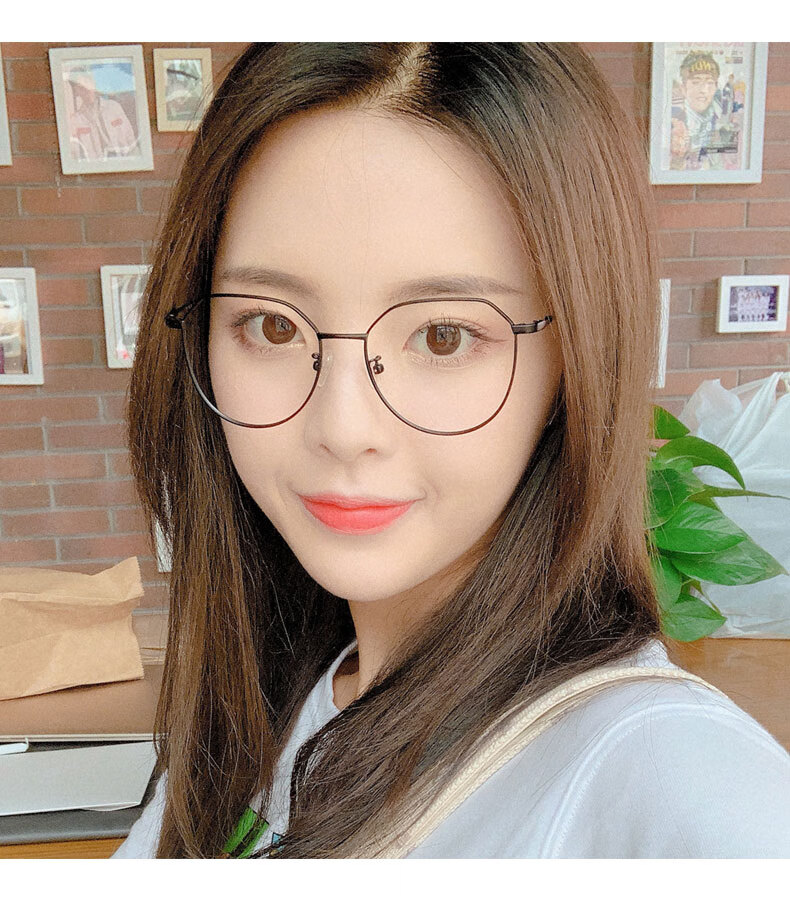 防蓝光防辐射多边形素颜眼镜框近视女韩版平光度数可配护眼睛大男超轻