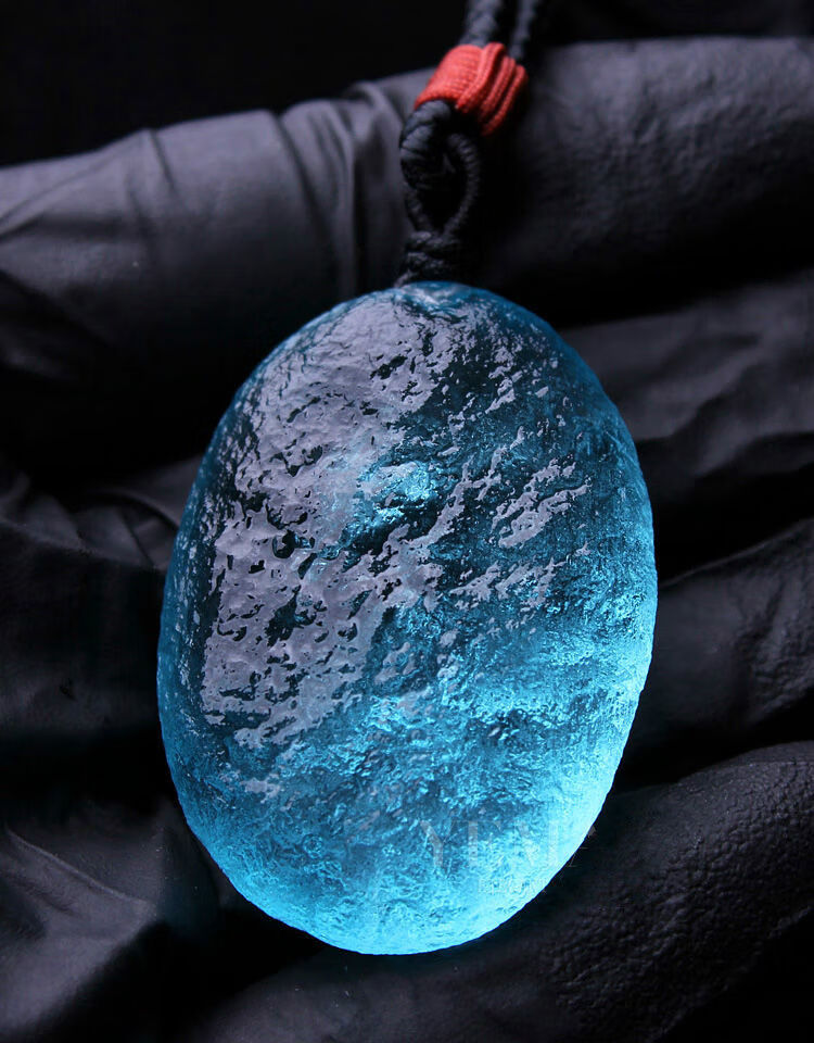 俄罗斯 蓝陨石吊坠 宇宙能量石挂件 陨星项坠男 女款项链 15-18克系挂