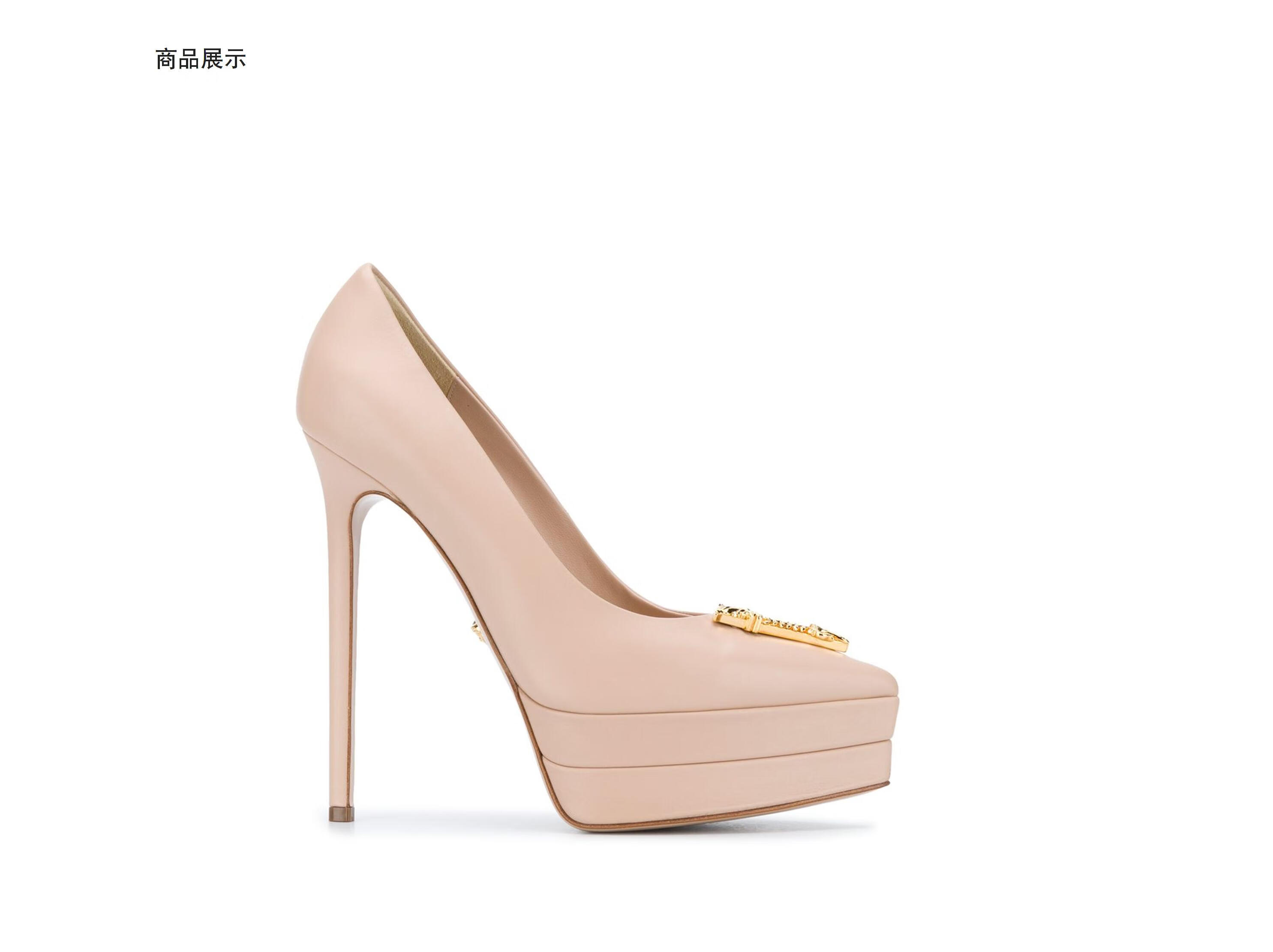 范思哲(versace) 20秋冬 女士 v logo高跟鞋 裸色 it40【图片 价格