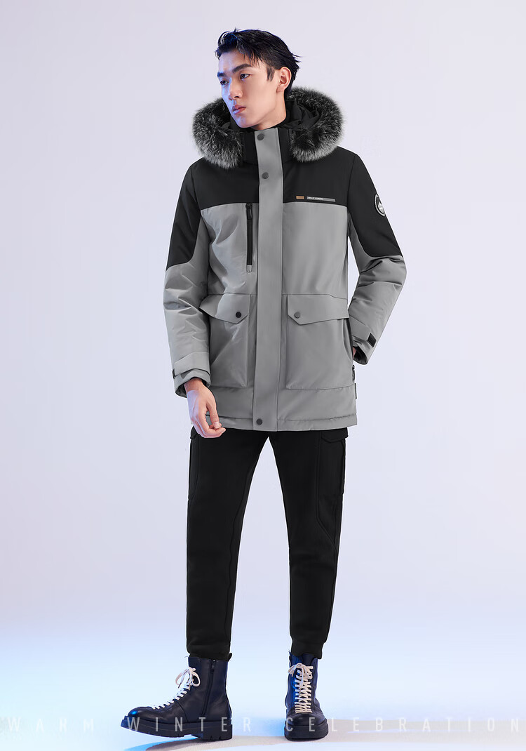 hla海澜之家羽绒服男21冬极光系列毛领中长款90鹅绒外套男hwrad4d087a