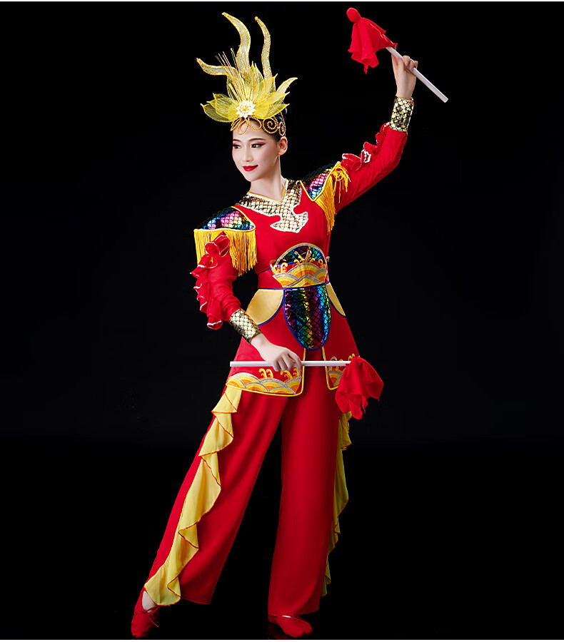 威风锣鼓服装打鼓服演出服中国风腰鼓扭秧歌的衣服大鼓表演服装演出服