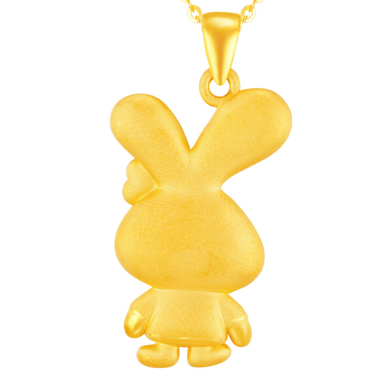 老凤凰 金兔吊坠本命年黄金兔子十二生肖兔足金999吊坠小金兔项链金