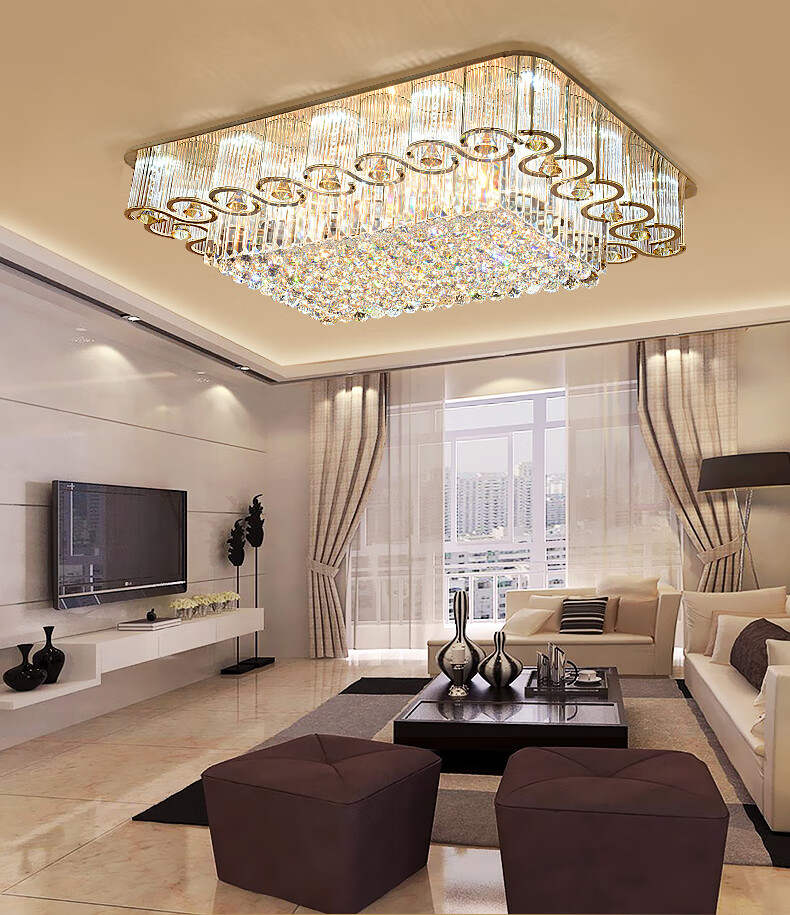 井明欧式水晶吸顶灯客厅灯led现代餐厅卧室别墅大厅灯简奢圆形灯具