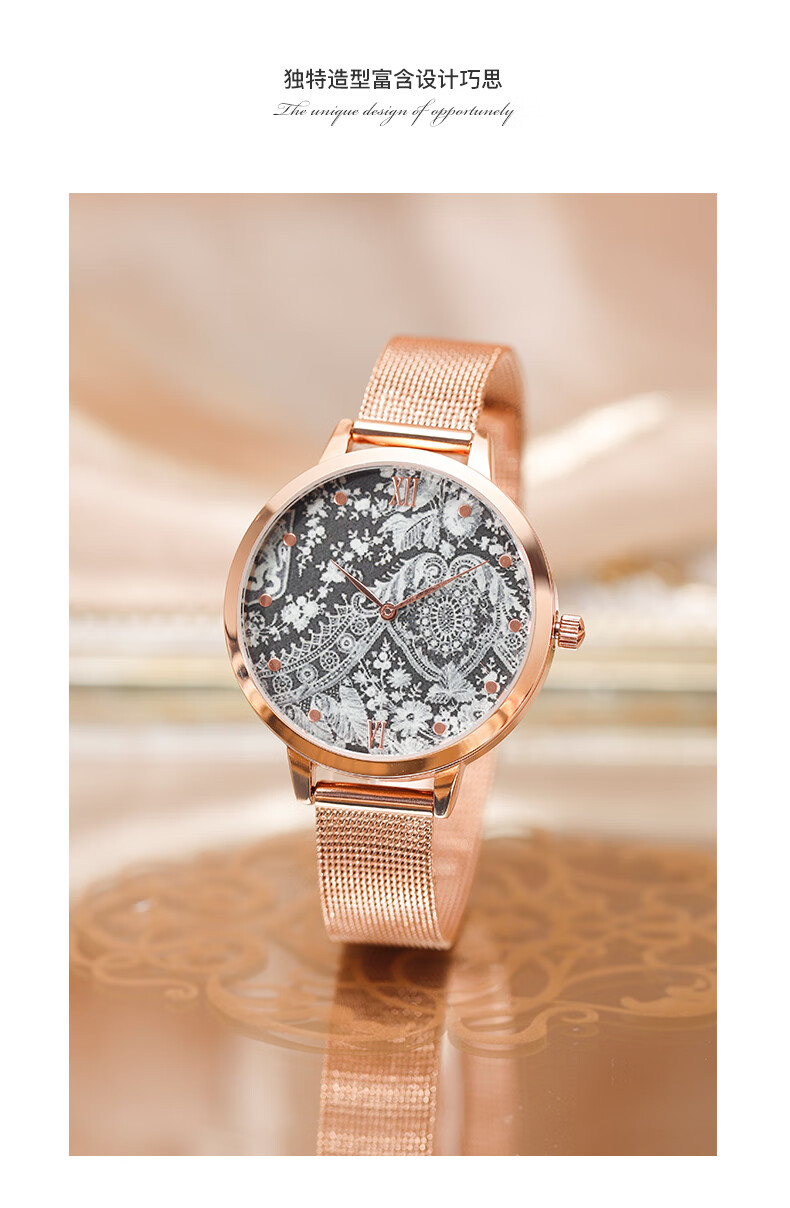 cr夏洛特 法国女士手表女ins风小众女款时尚简约森女表 crr001(趣味