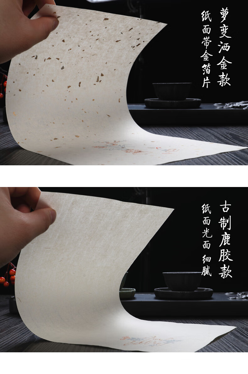 古制涴花信笺小楷纸宣纸半生半熟书法专用纸仿明清水印古风印花洒金笺