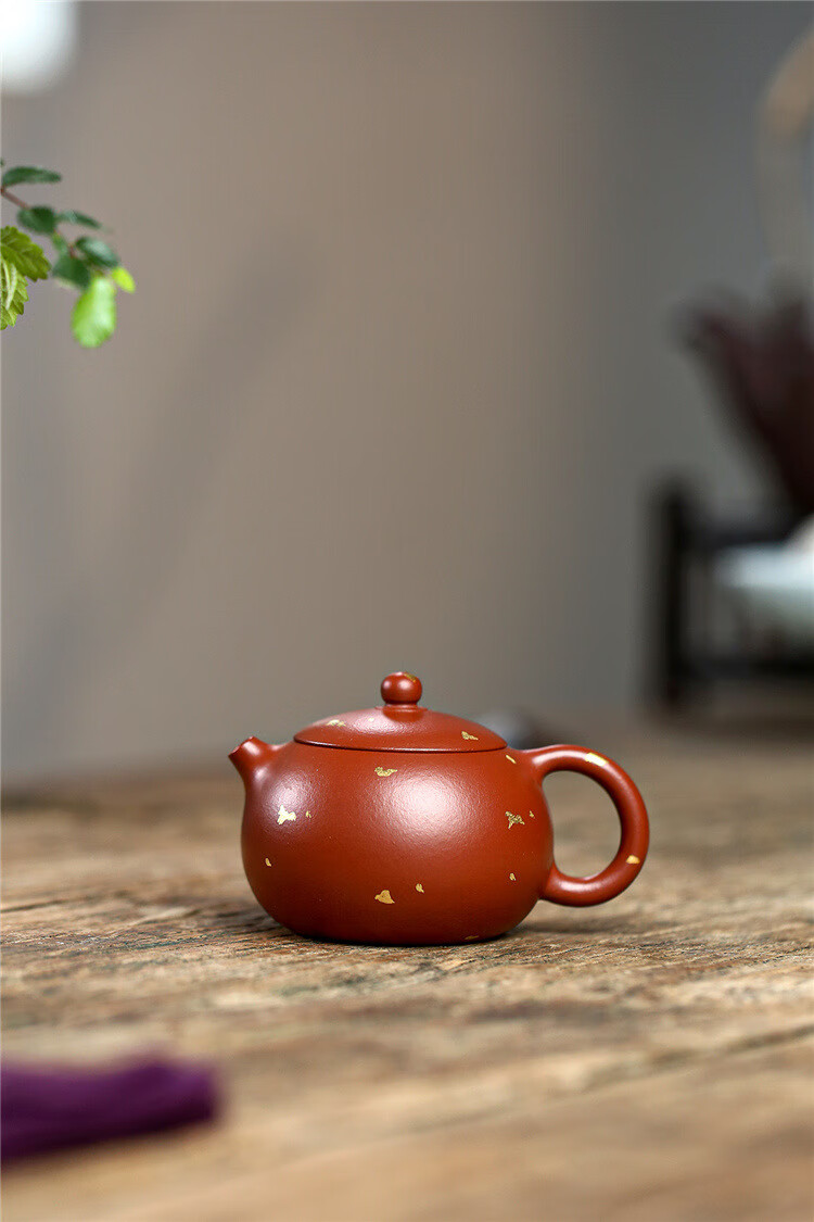 宜兴紫砂壶撒金朱泥小品潮汕家用功夫茶具人泡茶壶 降坡泥明炉【图片